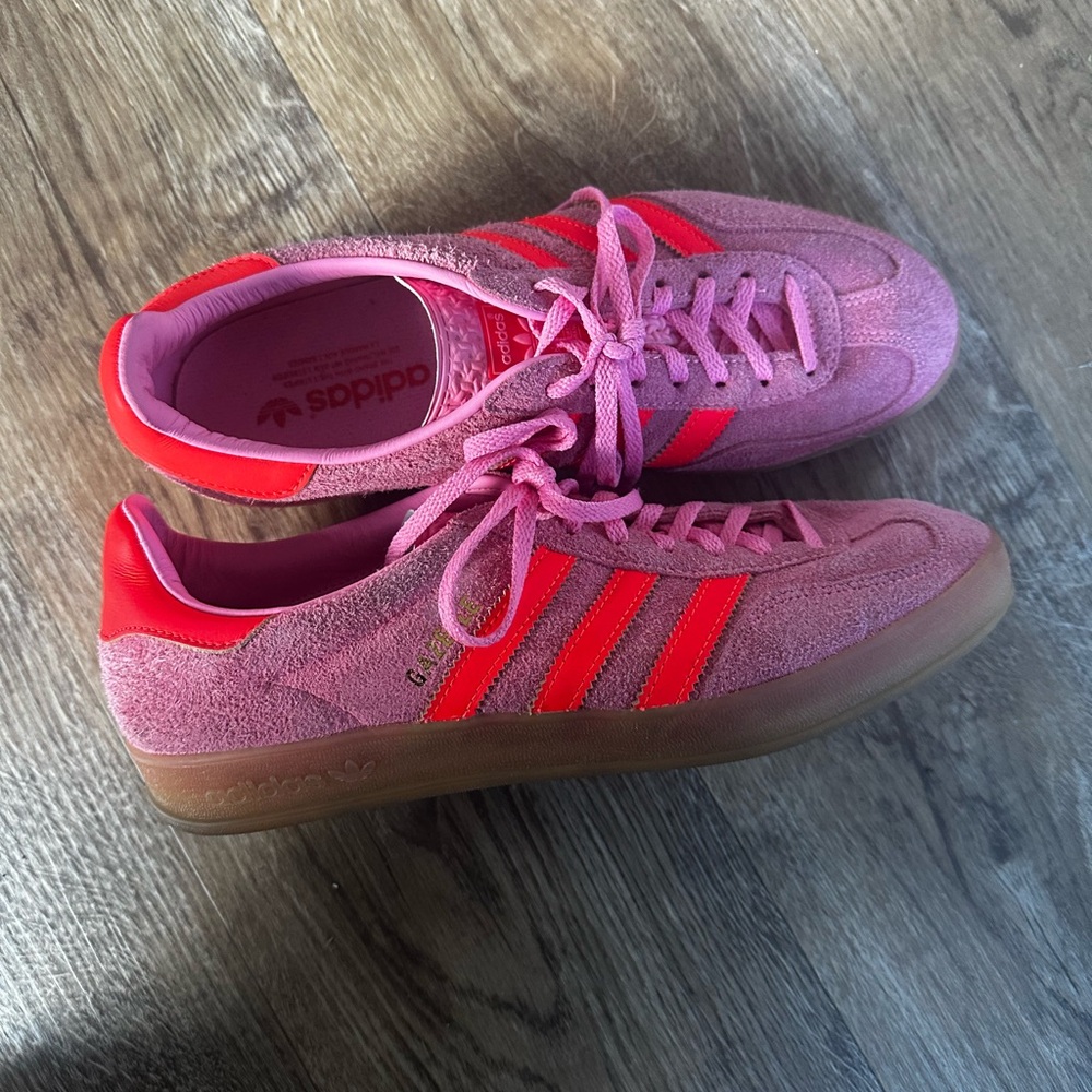Adidas Women's Pink and Orange Gazelle Suede Sneakers — Size 10.5